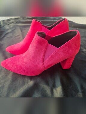 Target Hot Pink Suede Block Heel Ankle Booties
